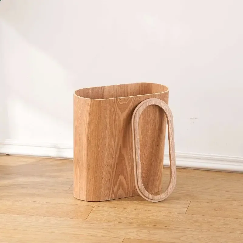Poubelle étroite en bois de noyer au design scandinave - Image 2