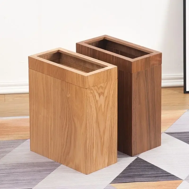 Poubelle étroite en bois de noyer au design scandinave - Image 5
