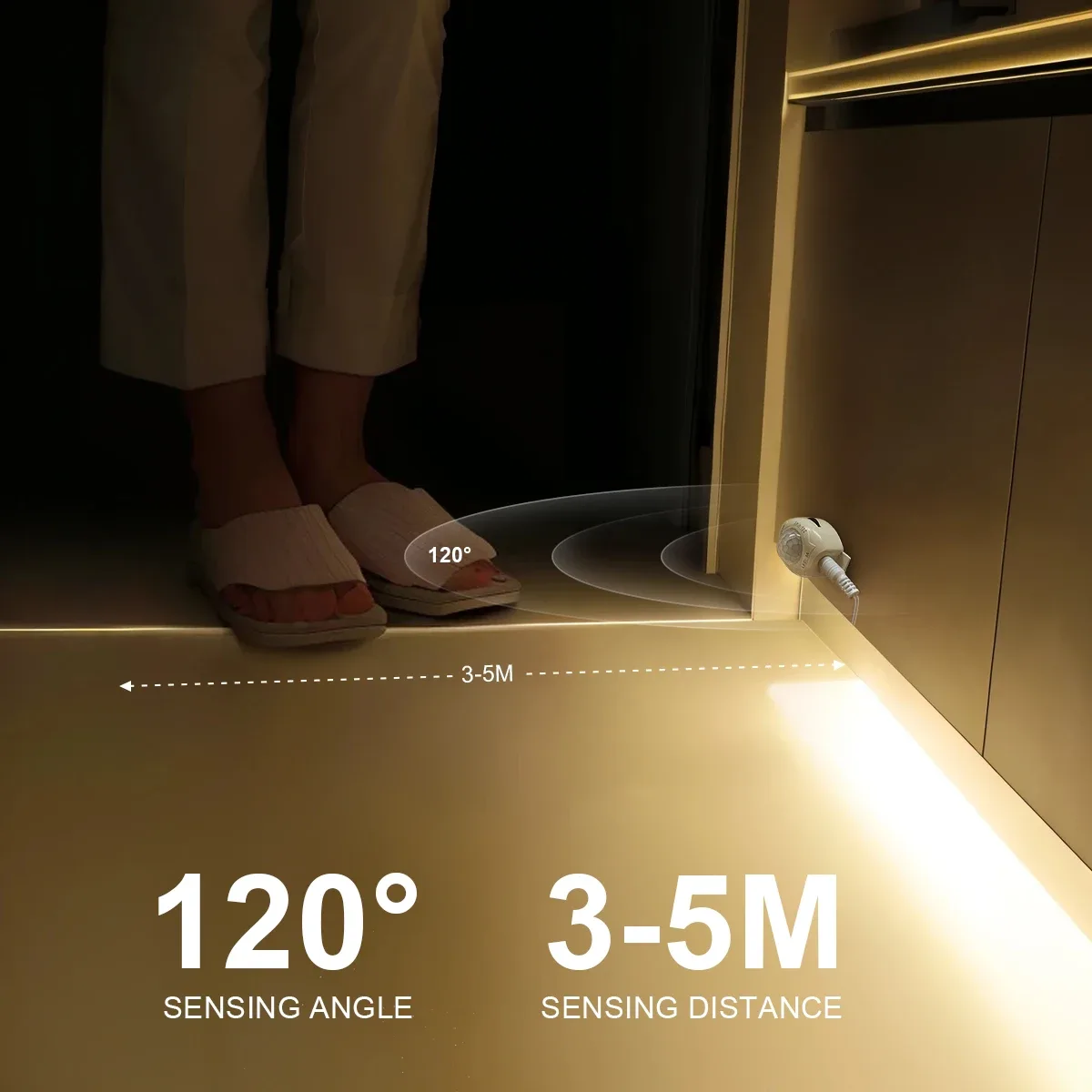 Ruban LED avec détecteur de mouvement PIR 12V pour éclairage sous meuble - Image 4