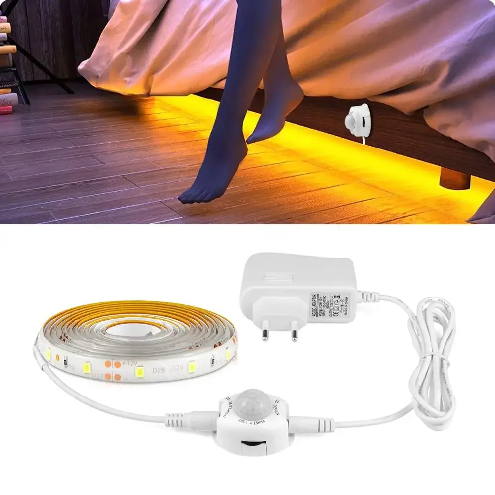 Ruban LED avec détecteur de mouvement PIR 12V pour éclairage sous meuble - Image 1