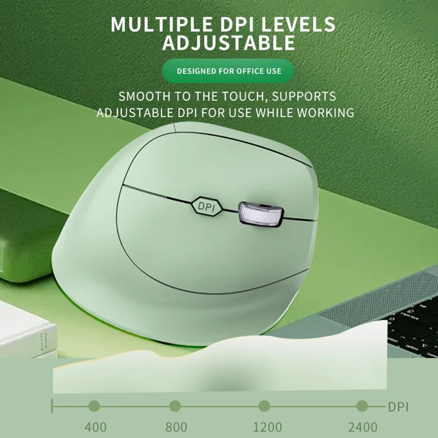 Souris ergonomique verticale sans fil Bluetooth 5.0 & 2.4G, rechargeable, 1600 DPI, clics silencieux - Image 4