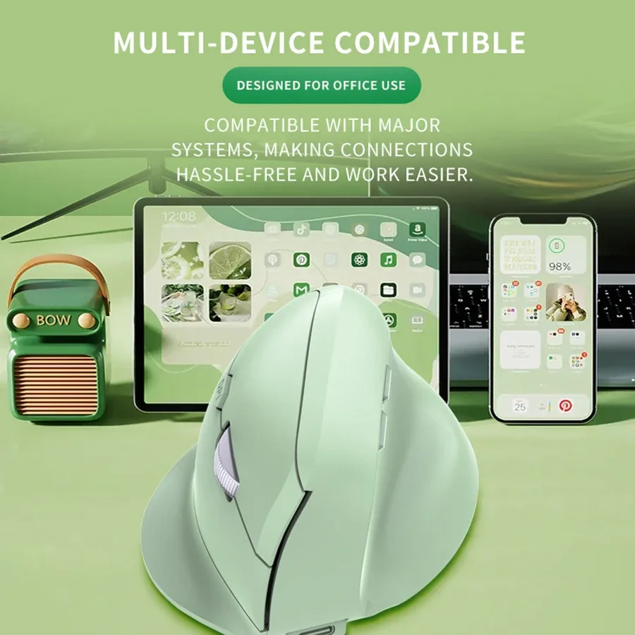 Souris ergonomique verticale sans fil Bluetooth 5.0 & 2.4G, rechargeable, 1600 DPI, clics silencieux - Image 3