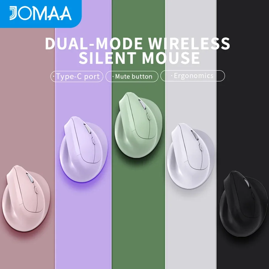 Souris ergonomique verticale sans fil Bluetooth 5.0 & 2.4G, rechargeable, 1600 DPI, clics silencieux - Image 1