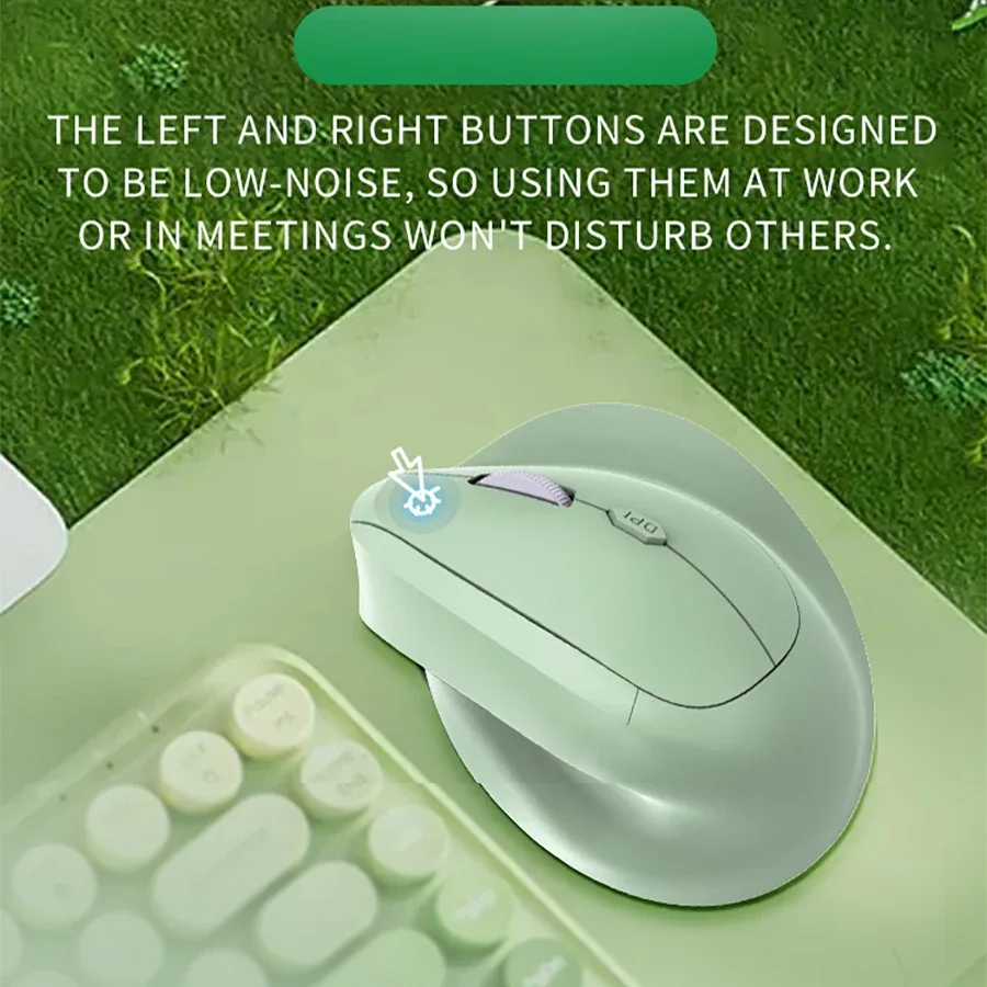 Souris ergonomique verticale sans fil Bluetooth 5.0 & 2.4G, rechargeable, 1600 DPI, clics silencieux - Image 5