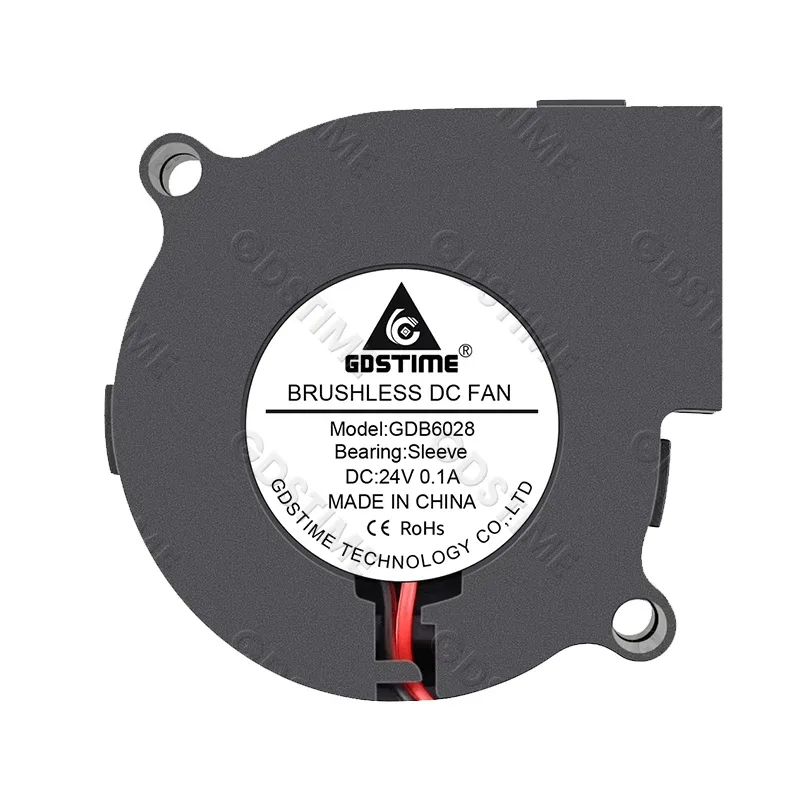 Ventilateur Soufflant Centrifuge Gdstime 6028 (60x28mm), DC 12V/24V, Double Roulement à Billes, 2 Broches - Image 3