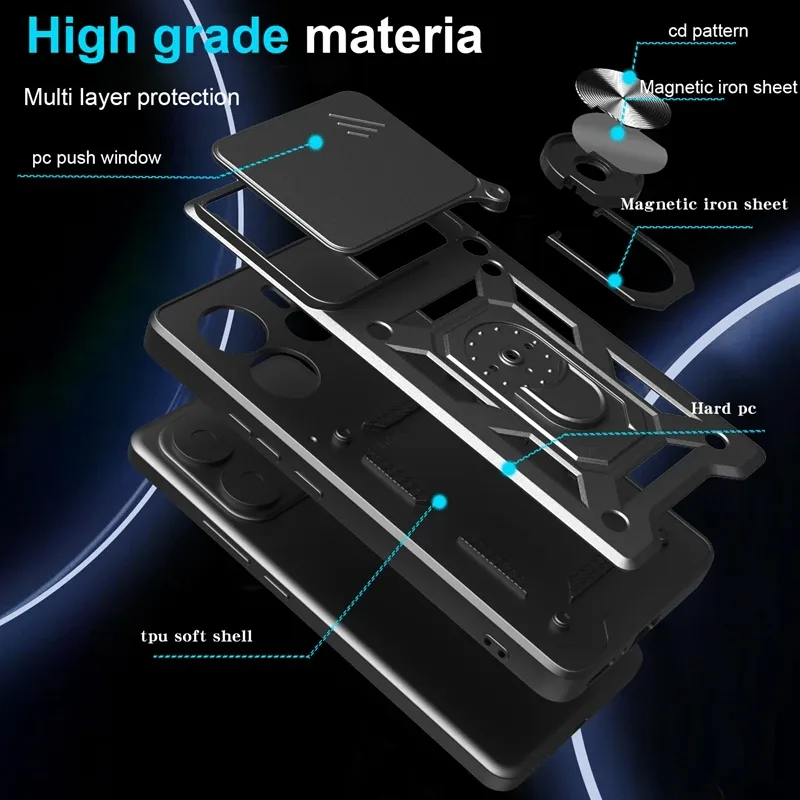 Coque antichoc avec anneau de support magnétique et protection d'objectif pour Xiaomi 15 / 15 Pro - Image 6