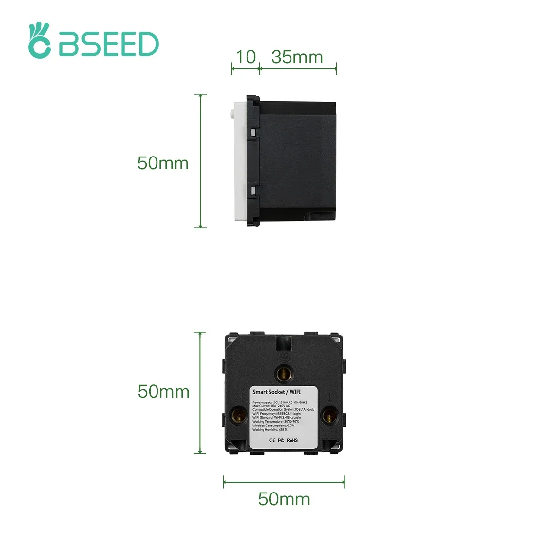 Prise électrique connectée BSEED – Standard UE – Module sans cadre compatible Tuya et Alexa - Image 3