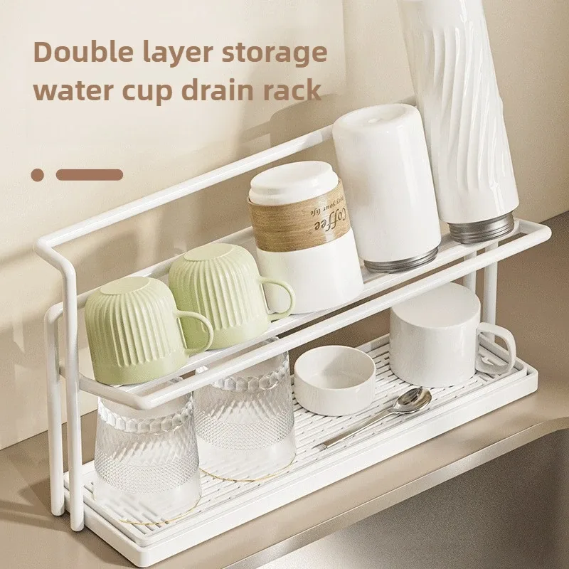 Organisateur de tasses avec plateau d'égouttement pour plan de travail - Image 1