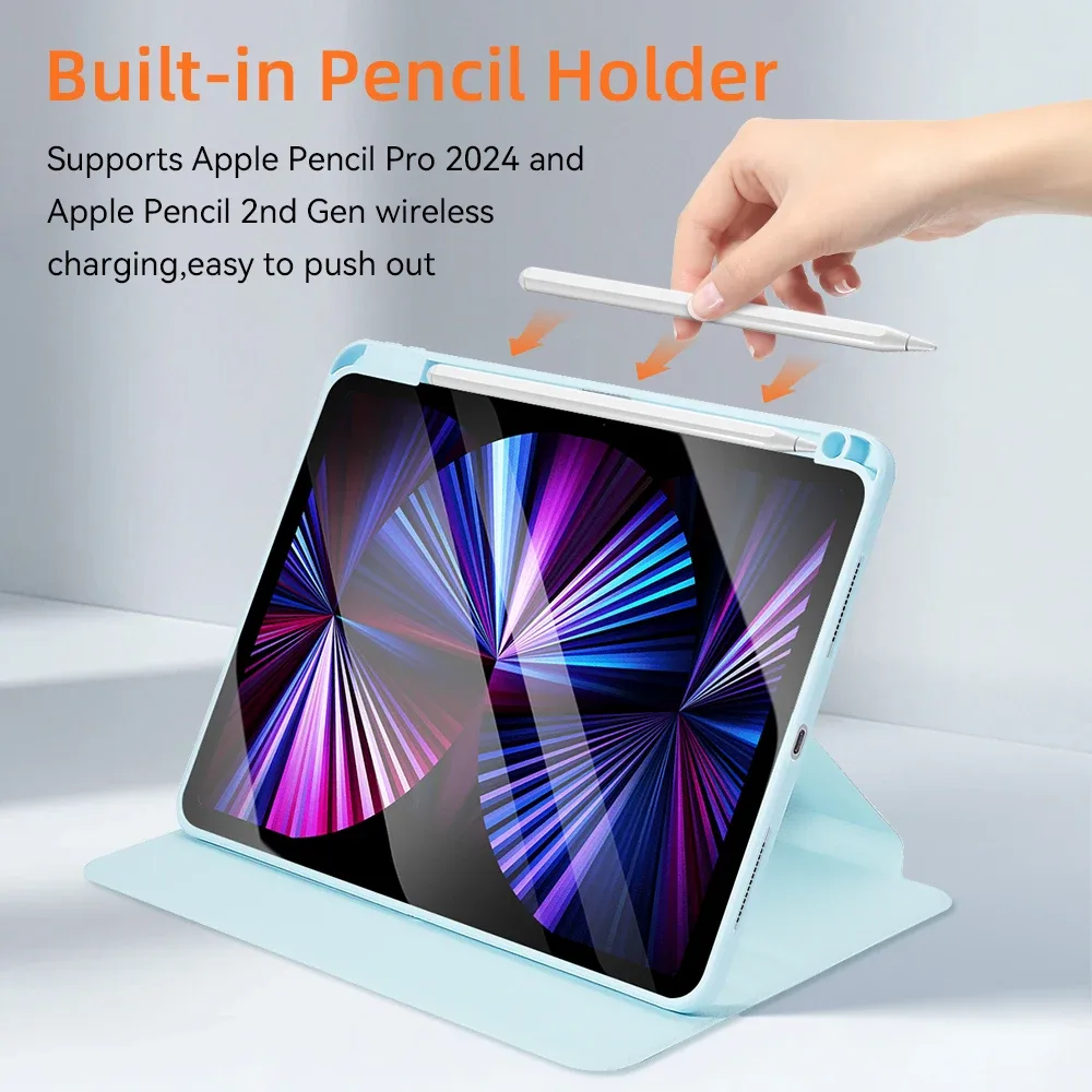 Étui rotatif à 360° pour iPad Air 11/13 (M2), iPad Pro 11/13 (M4), iPad Air 4/5, iPad 7/8/9/10e génération et Mini 6 - Image 6