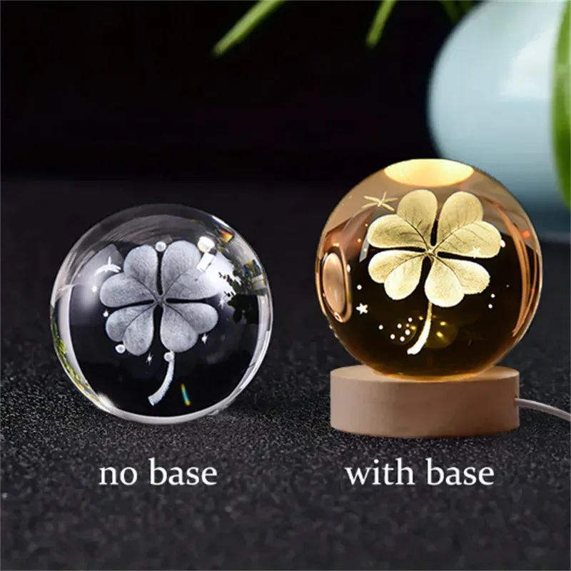 Boule de cristal 3D Saturne avec socle lumineux LED 17