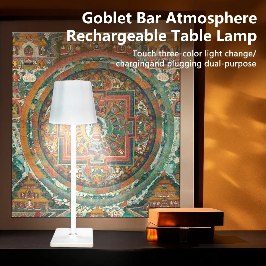 Lampe de table LED rechargeable USB à commande tactile - 3 couleurs - Image 1