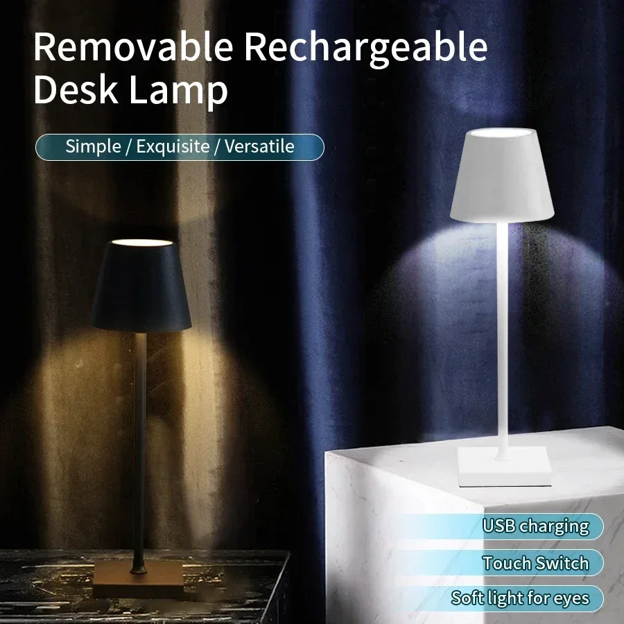 Lampe de table LED rechargeable USB à commande tactile - 3 couleurs - Image 5