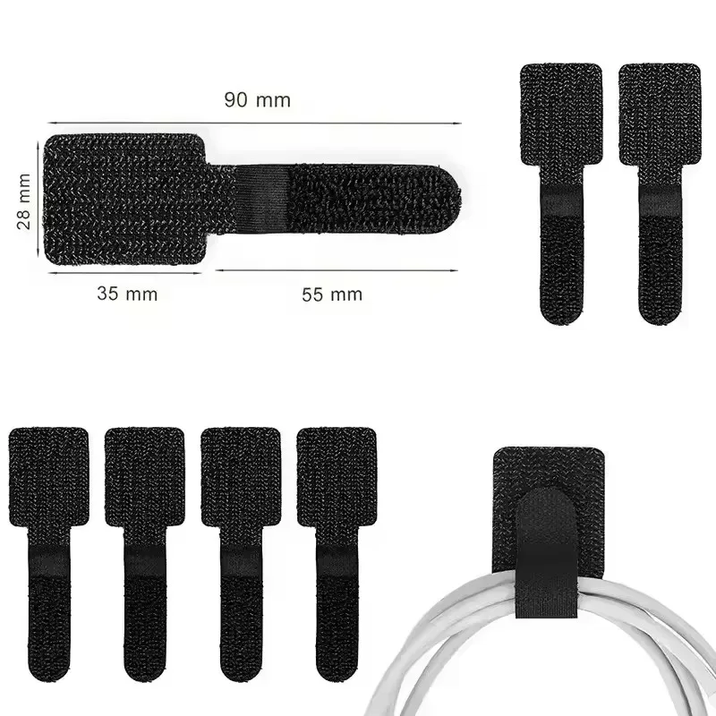 Lot de 20 clips de gestion de câbles en nylon - Noir et blanc - Image 4