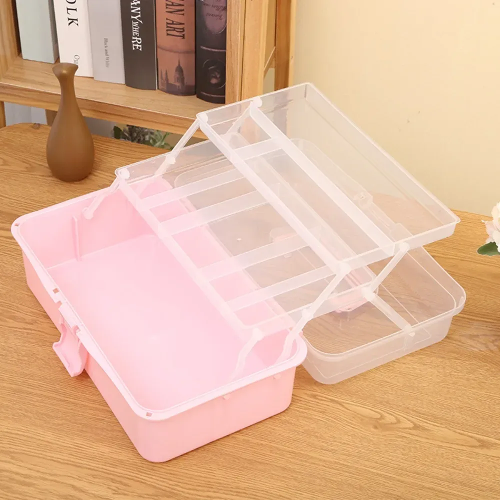 Boîte de rangement pliable à 2/3 niveaux pour maquillage et accessoires de beauté 3