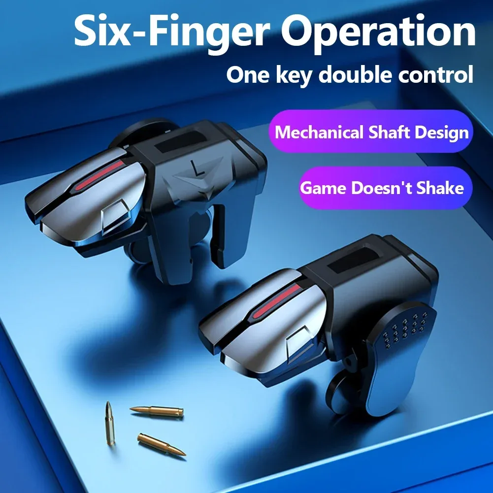 Gâchettes de jeu G21 pour smartphone - Contrôleur 6 doigts pour PUBG Mobile - Image 2