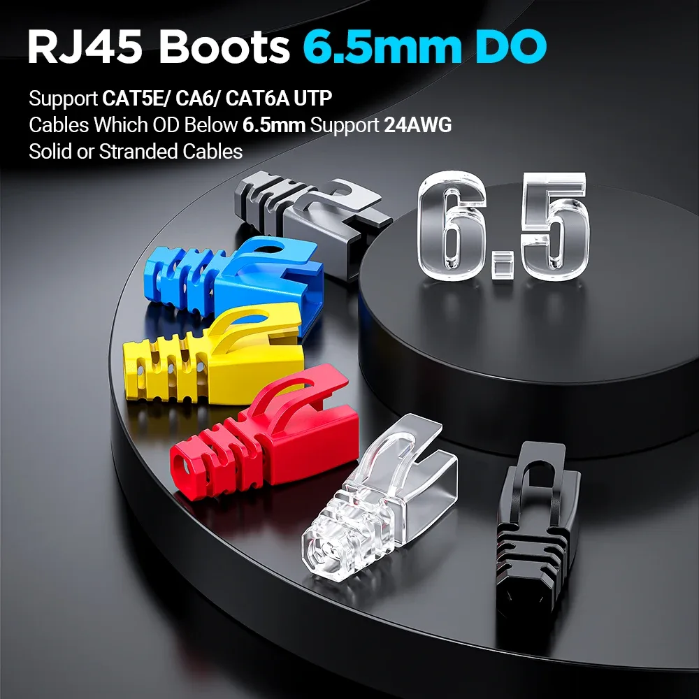 AMPCOM - Manchons anti-traction pour connecteurs RJ45 (6,5/7,5/8,0 mm) - Compatible CAT5E à CAT8 - Image 3