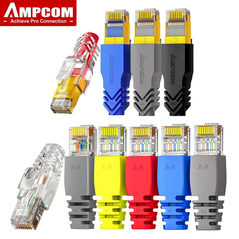 AMPCOM - Manchons anti-traction pour connecteurs RJ45 (6,5/7,5/8,0 mm) - Compatible CAT5E à CAT8 - Image 1