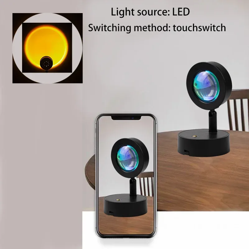Projecteur LED Coucher de Soleil Magnétique et Rechargeable - Rotation 360° et Variateur Tactile - Image 3