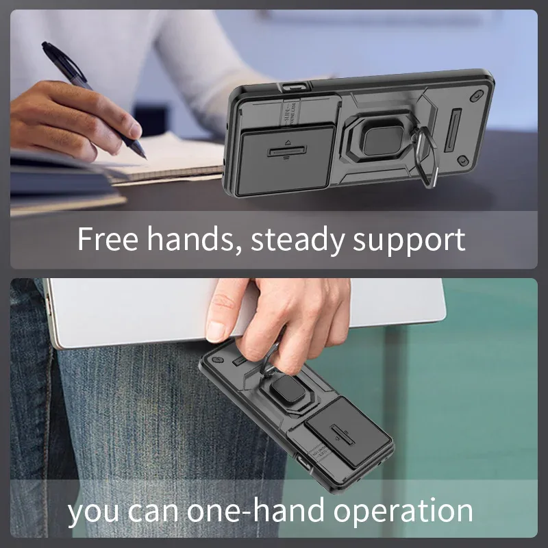 Coque de protection avec cache caméra coulissant et anneau magnétique pour OnePlus - Image 4