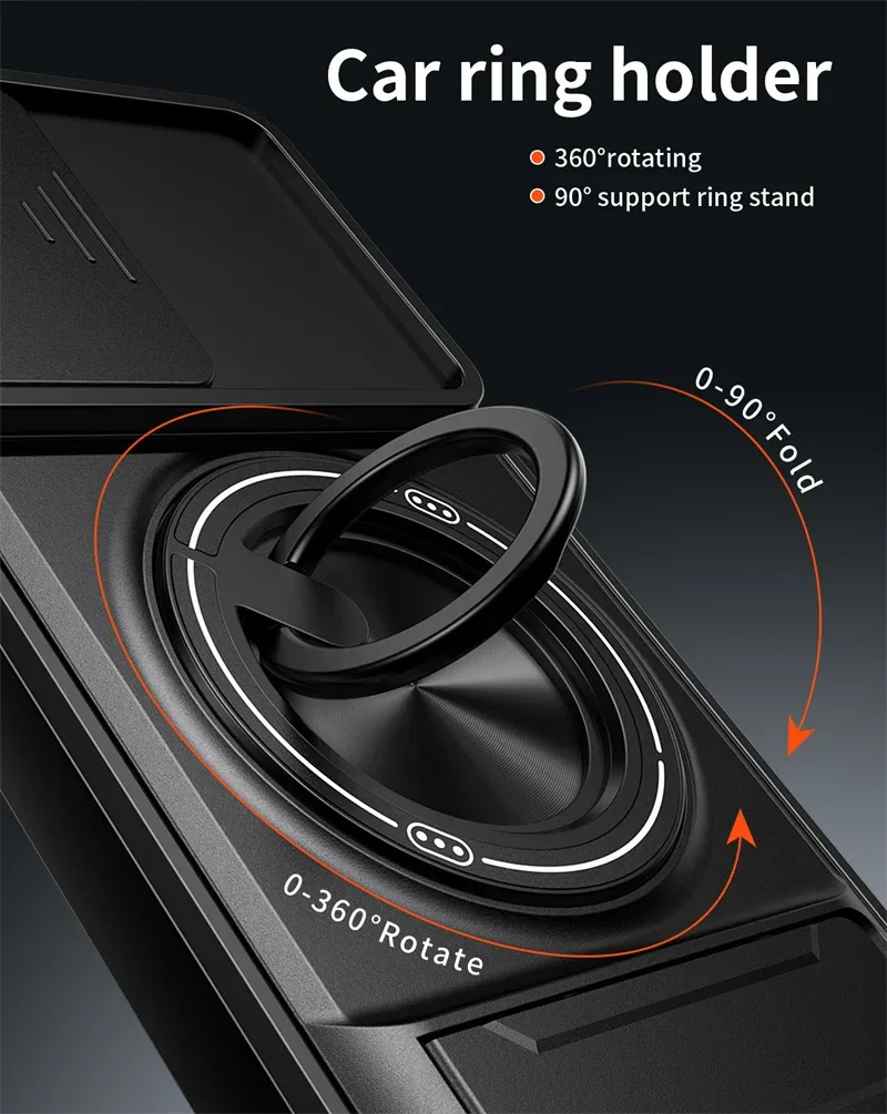 Coque de protection pour Samsung Galaxy S26, S25, S24, S23, S22 (Ultra, Plus, FE) avec support magnétique, anneau et protection d'objectif - Image 4
