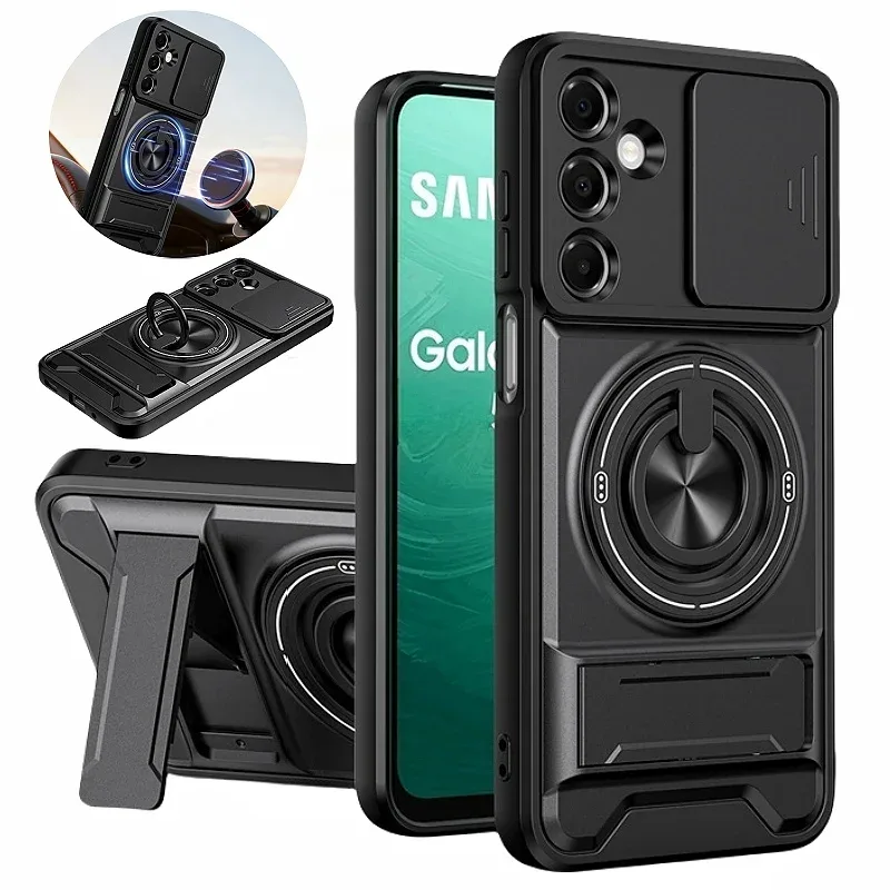 Coque de protection pour Samsung Galaxy S26, S25, S24, S23, S22 (Ultra, Plus, FE) avec support magnétique, anneau et protection d'objectif - Image 1
