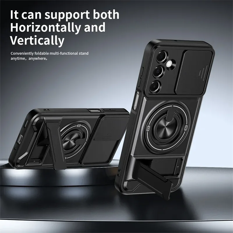 Coque de protection pour Samsung Galaxy S26, S25, S24, S23, S22 (Ultra, Plus, FE) avec support magnétique, anneau et protection d'objectif - Image 3