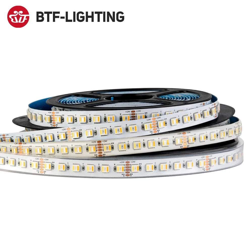 Ruban LED 5050 RGBCCT 5-en-1 (12V/24V) - 5m, 96 LED/m, 2700K-6500K, PCB Noir ou Blanc - Image 1