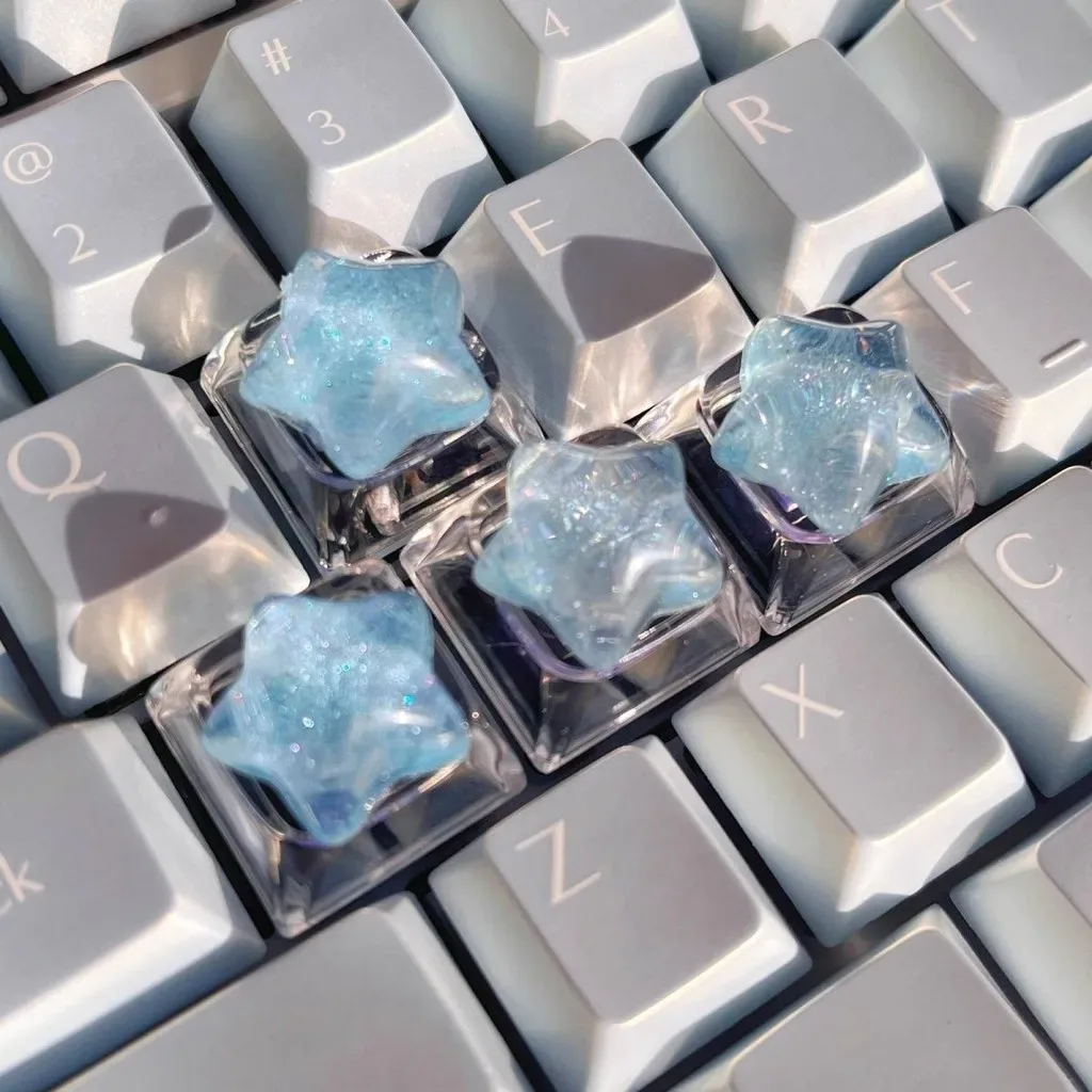 Touches de clavier personnalisées transparentes à paillettes étoilées - WASD et flèches directionnelles - Image 5