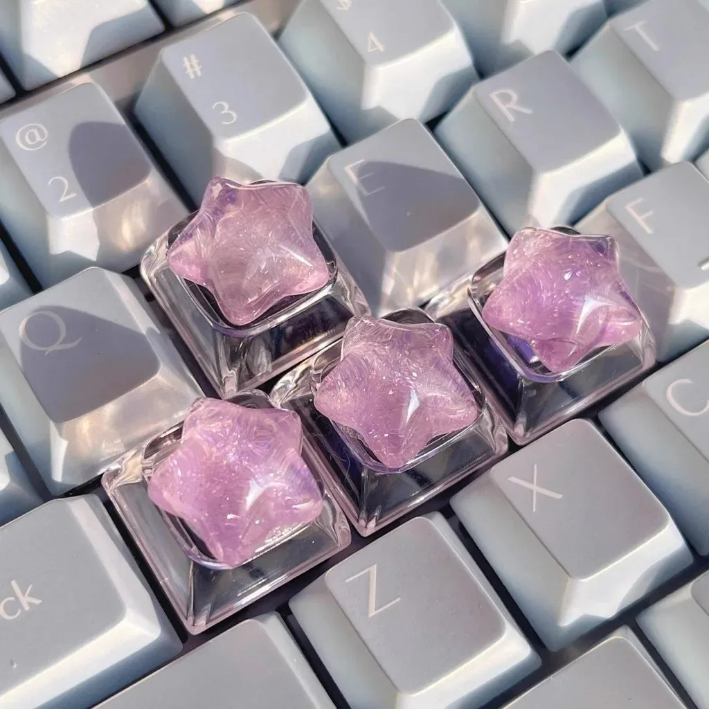 Touches de clavier personnalisées transparentes à paillettes étoilées - WASD et flèches directionnelles - Image 4