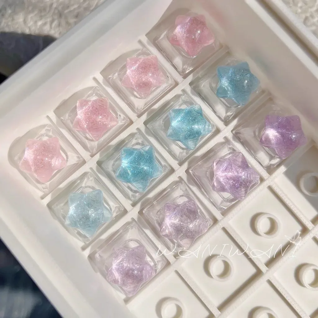 Touches de clavier personnalisées transparentes à paillettes étoilées - WASD et flèches directionnelles - Image 6