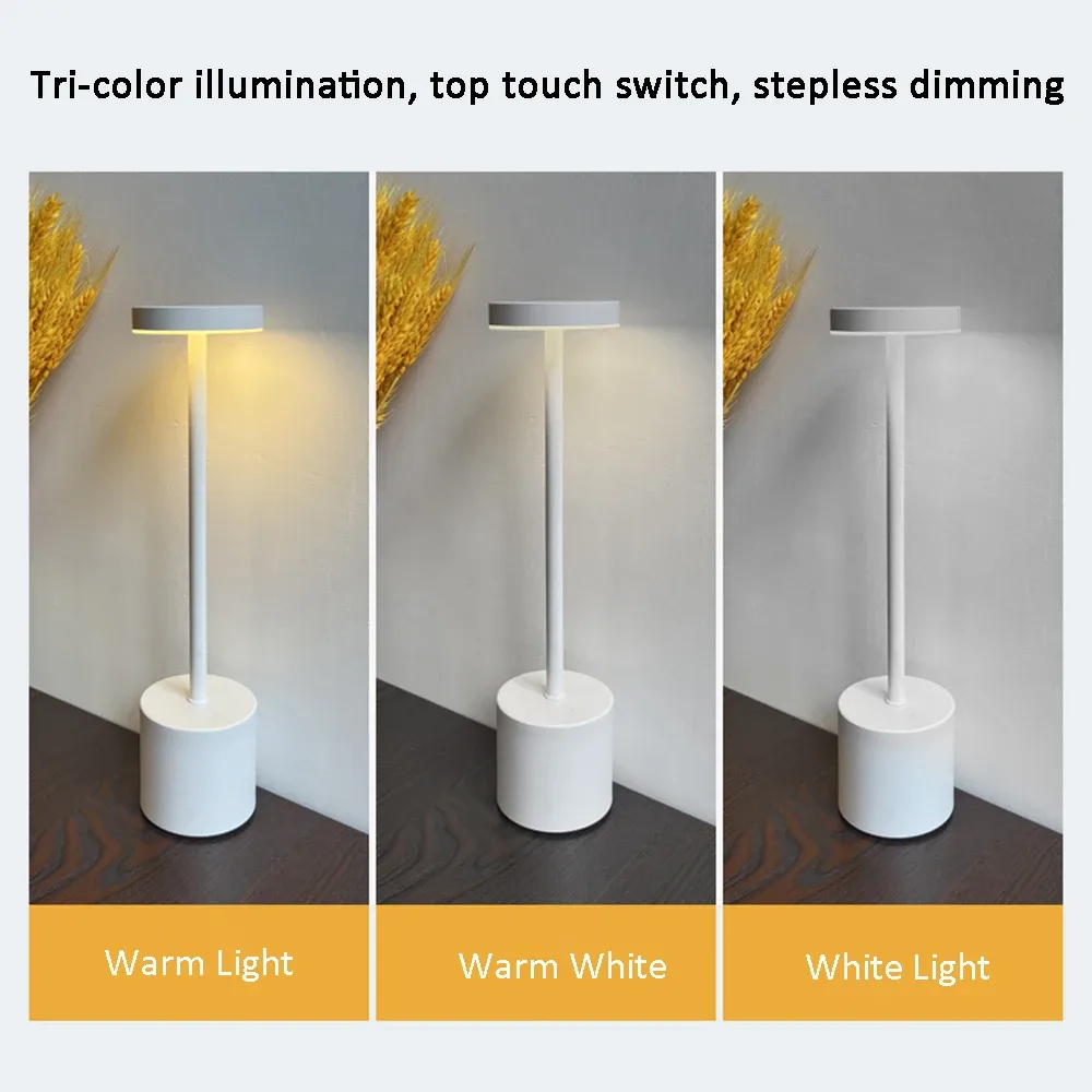 Lampe de Table LED Sans Fil Rechargeable en Métal avec Commande Tactile - Image 6