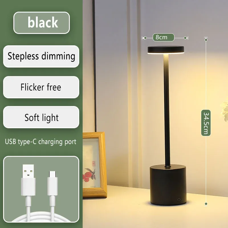 Lampe de Table LED Sans Fil Rechargeable en Métal avec Commande Tactile - Image 5