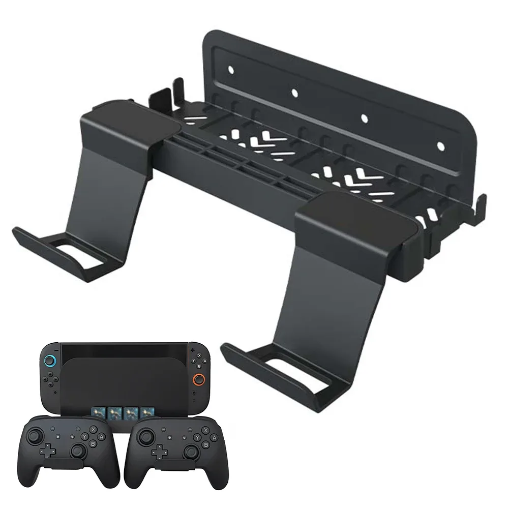 Support Mural en Métal pour Nintendo Switch 2 avec Rangement pour 8 Jeux et Crochets pour Manettes - Image 2
