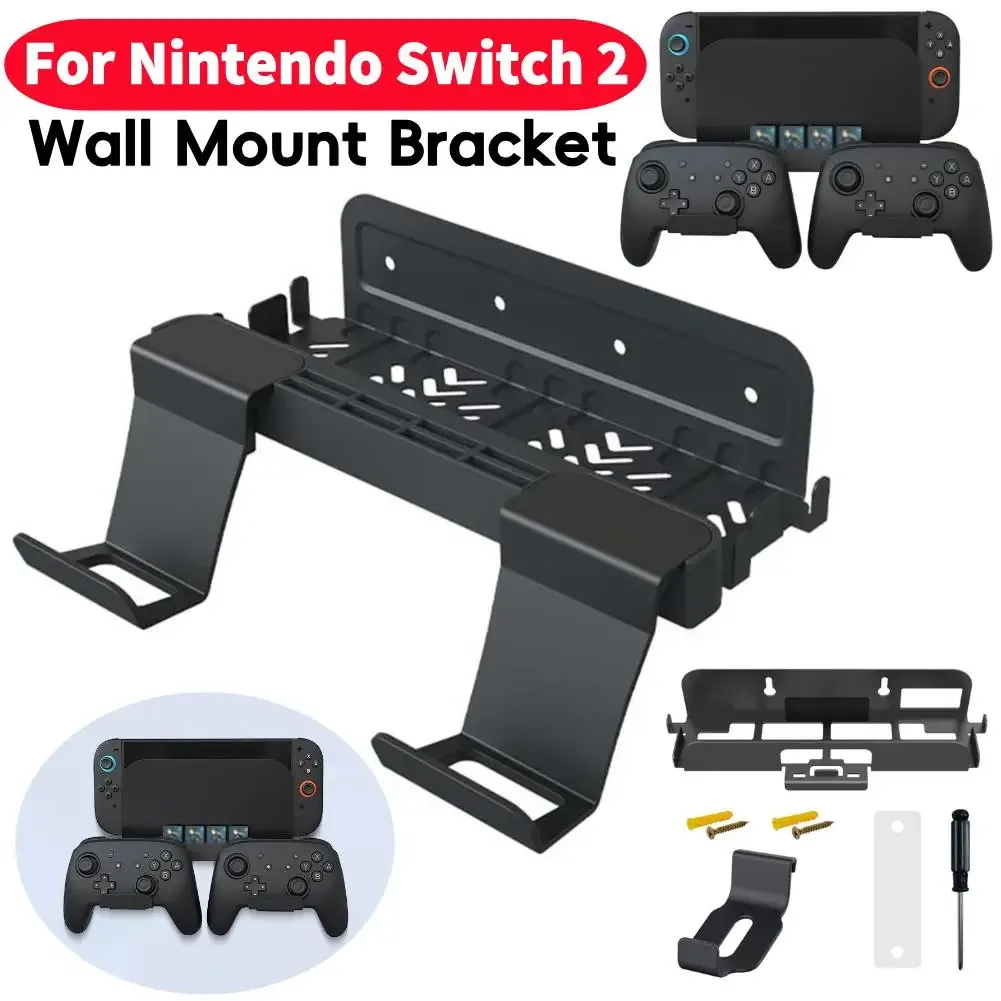 Support Mural en Métal pour Nintendo Switch 2 avec Rangement pour 8 Jeux et Crochets pour Manettes - Image 1