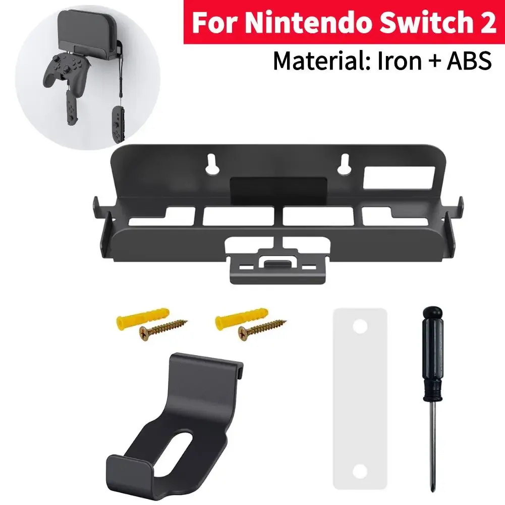 Support Mural en Métal pour Nintendo Switch 2 avec Rangement pour 8 Jeux et Crochets pour Manettes 7