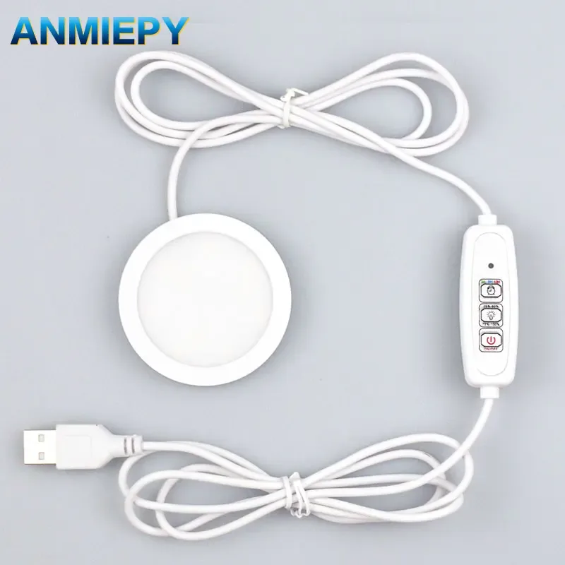 Mini spot LED USB sous meuble avec minuterie - Luminaire circulaire en saillie - Image 1