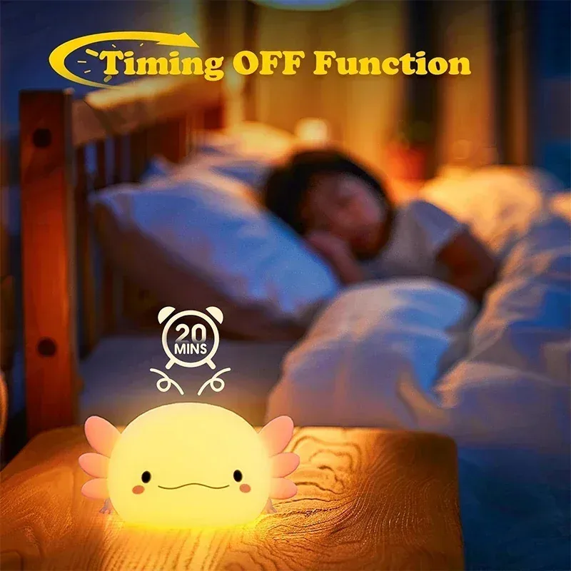 Veilleuse Axolotl en silicone rechargeable avec commande tactile - Image 4