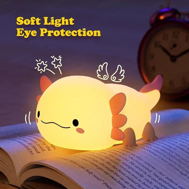 Veilleuse Axolotl en silicone rechargeable avec commande tactile - Image 5
