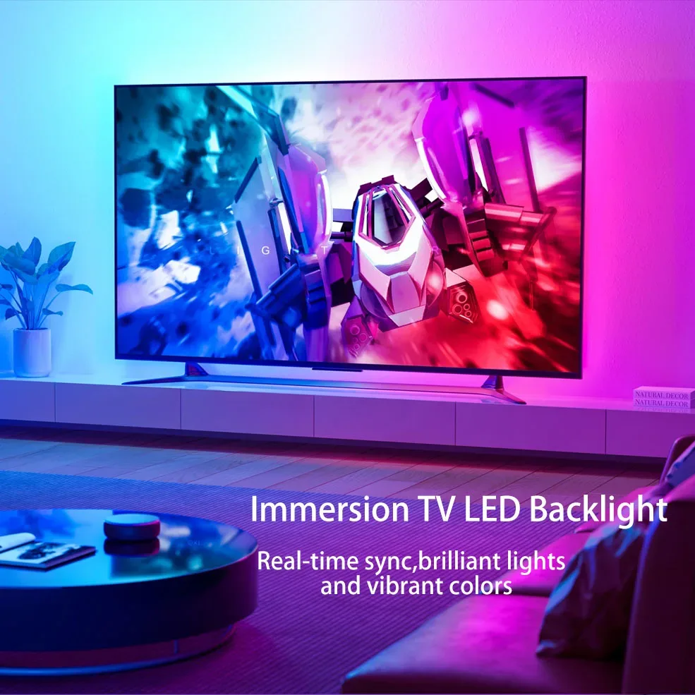Kit de Rétroéclairage LED Ambiant pour TV 4K avec Boîtier de Synchronisation HDMI 2.0/2.1, WiFi, Compatible Alexa et Google Assistant - Image 3
