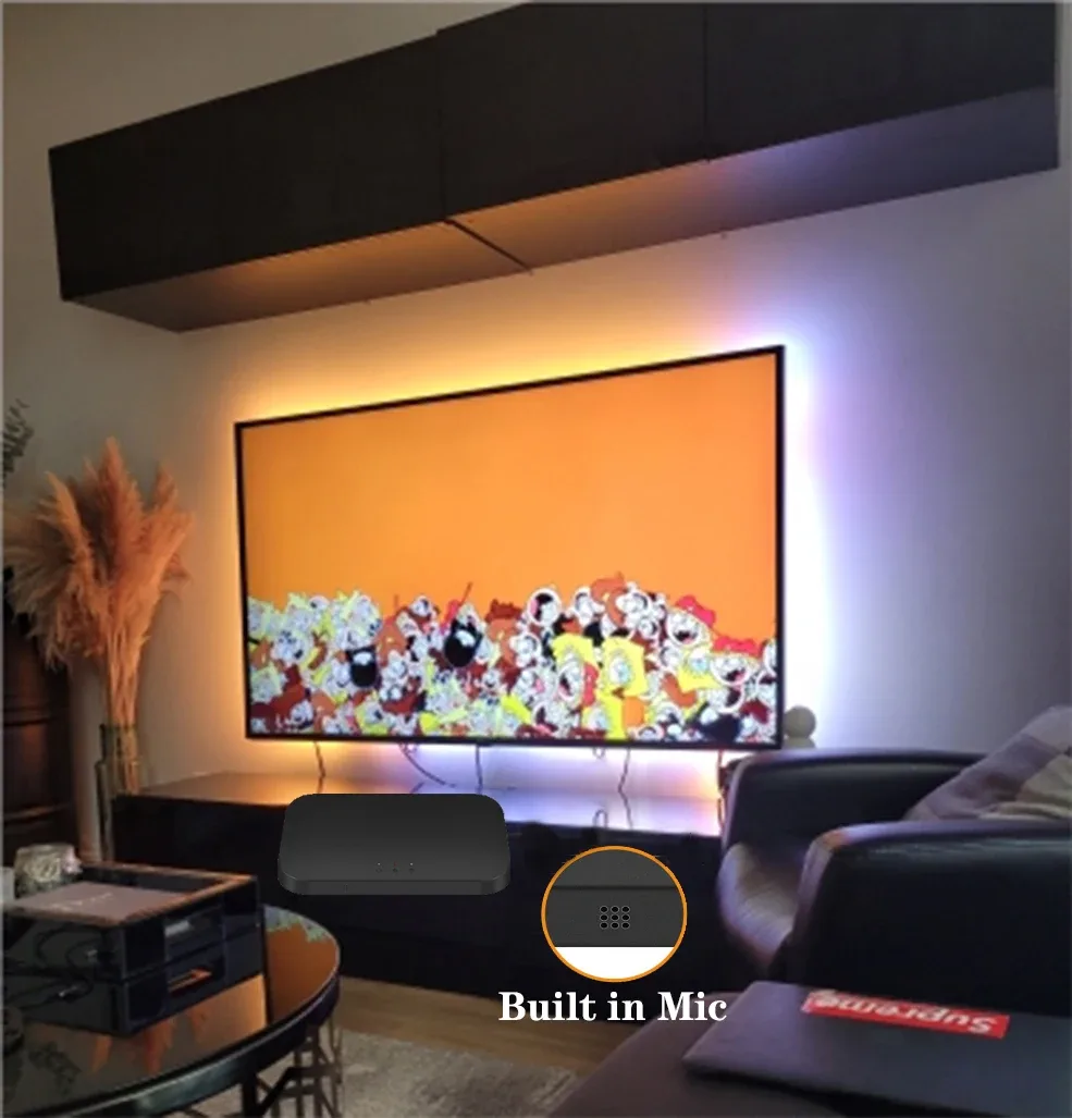 Kit de Rétroéclairage LED Ambiant pour TV 4K avec Boîtier de Synchronisation HDMI 2.0/2.1, WiFi, Compatible Alexa et Google Assistant - Image 4