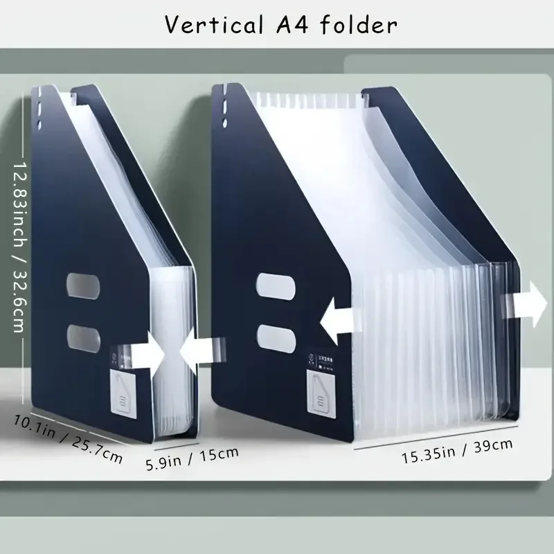 Organisateur de documents A4 pliable avec compartiments et étiquettes en ABS - Image 4