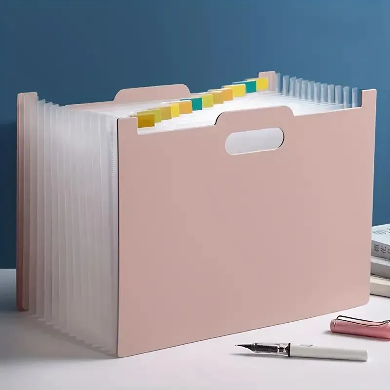 Organisateur de documents A4 pliable avec compartiments et étiquettes en ABS - Image 5
