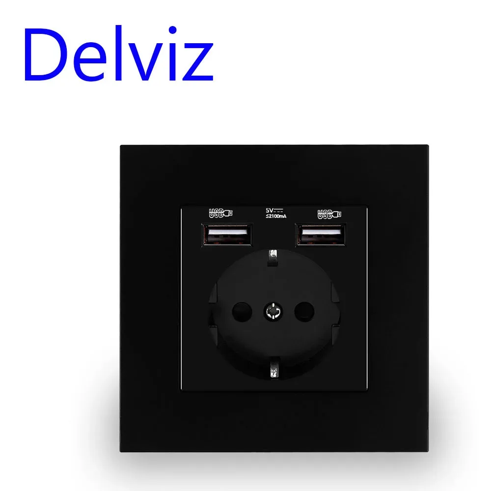 Prise de courant Delviz avec ports USB - Standard UE, 16A, 86mm - Image 1