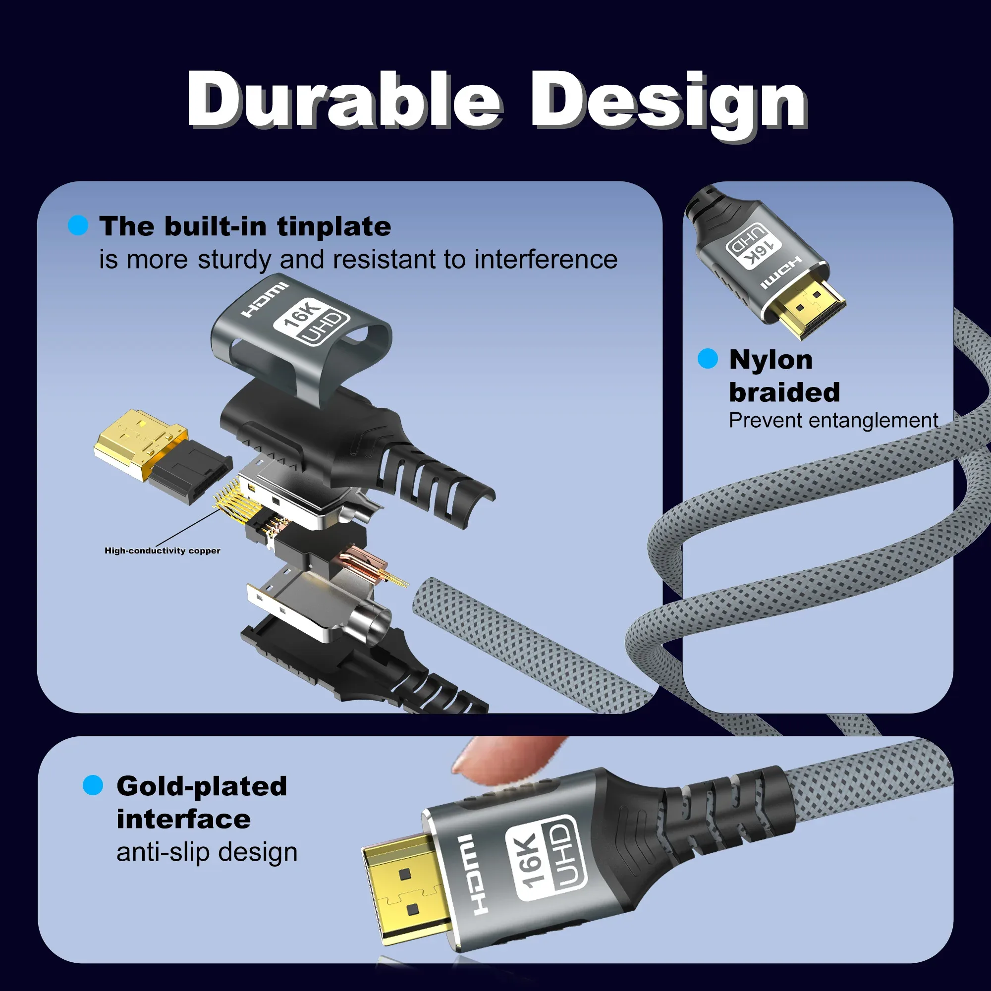 Câble HDMI 16K Ultra Haute Vitesse (96 Gbps) - 16K@60Hz, 8K@120Hz, 4K@240Hz, HDR, HDCP - Compatible PS5, Xbox, PC, Switch - Image 6