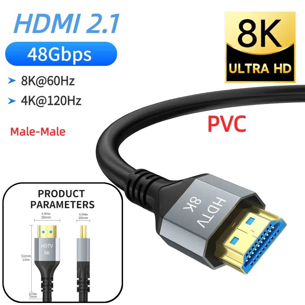 Câble HDMI 16K Ultra Haute Vitesse (96 Gbps) - 16K@60Hz, 8K@120Hz, 4K@240Hz, HDR, HDCP - Compatible PS5, Xbox, PC, Switch 11