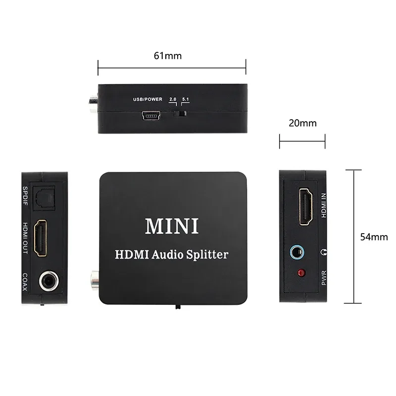 Extracteur Audio HDMI vers SPDIF Optique, Coaxial et Jack 3,5 mm - Support 2CH / 5.1CH 3