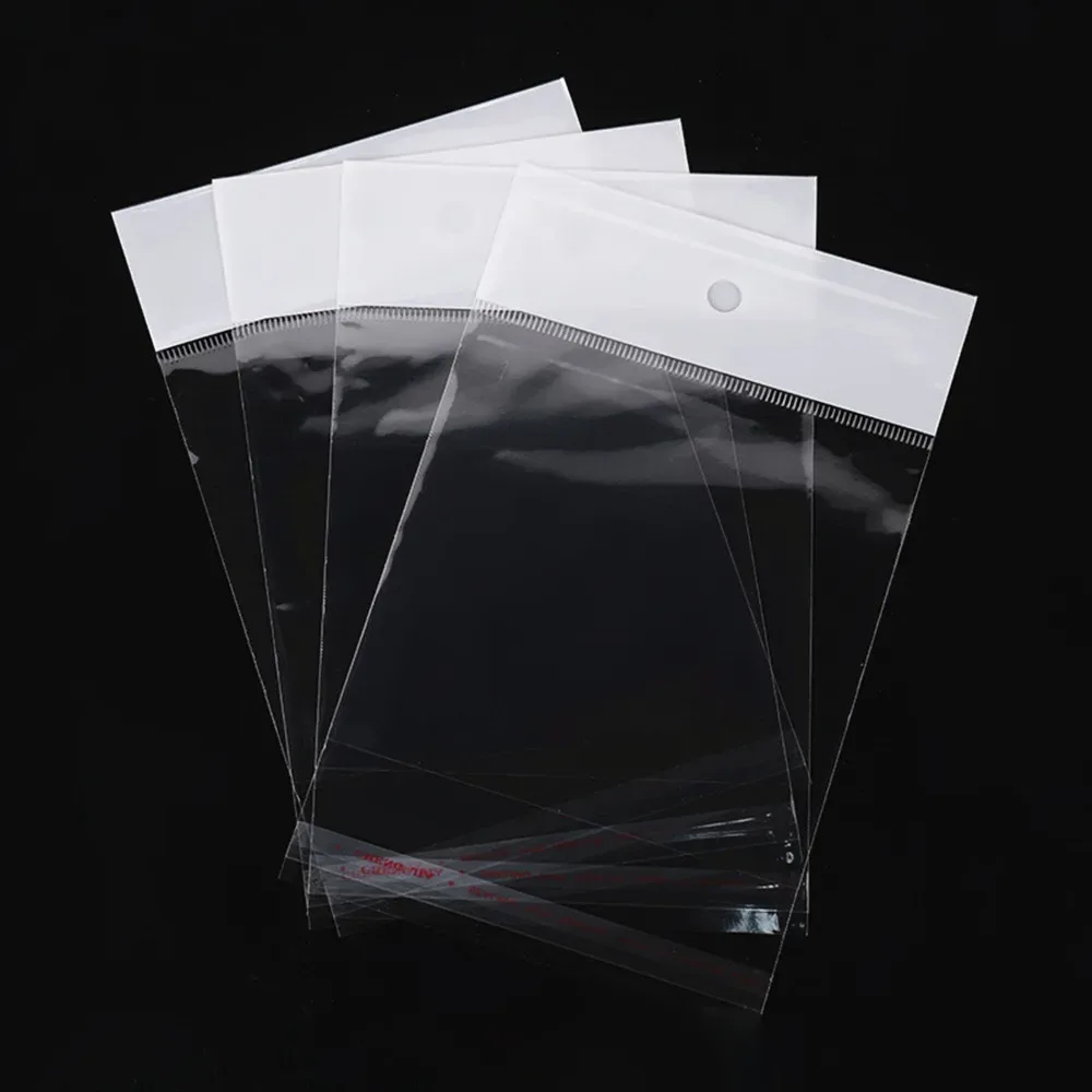 Lot de 200 sachets transparents auto-adhésifs avec support cartonné et trou de suspension - Image 6