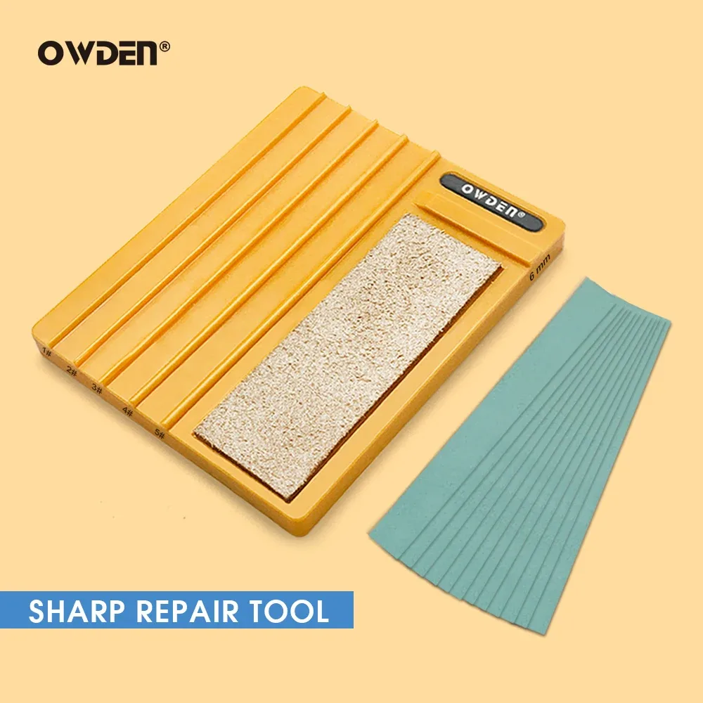 OWDEN - Guide d'affûtage breveté pour outils de maroquinerie, version longue avec papier de verre - Image 1