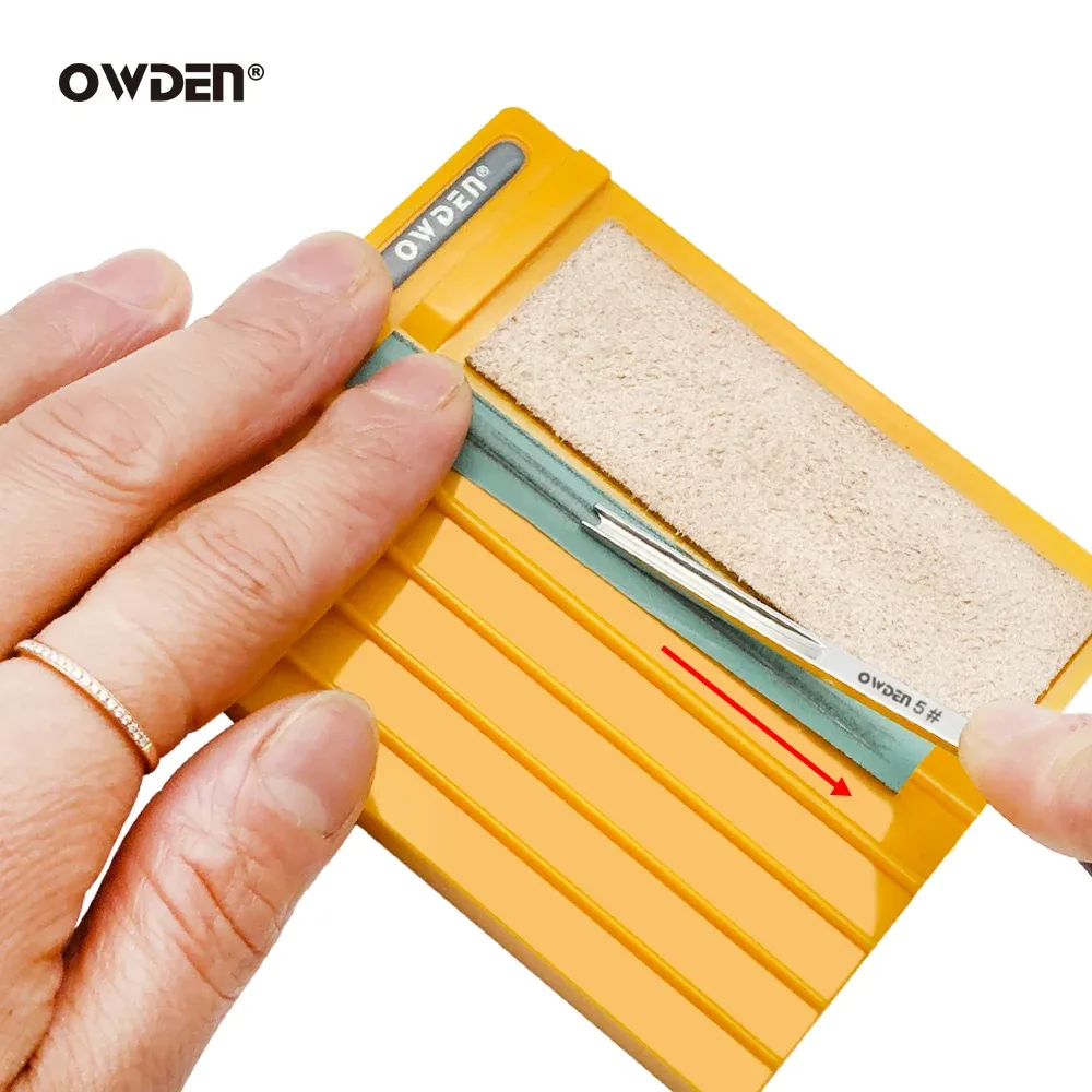 OWDEN - Guide d'affûtage breveté pour outils de maroquinerie, version longue avec papier de verre - Image 4