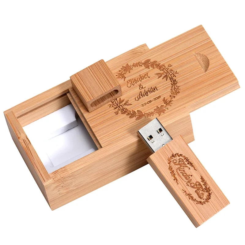 Clé USB 3.0 en bois de noyer avec coffret cadeau, 128 Go, logo personnalisé sans frais - Image 3